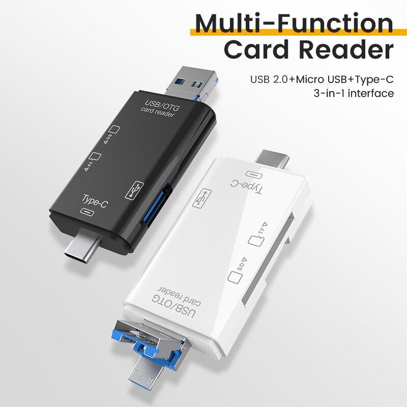 Otg Type C Card Reader Usb 2 0 Tf Mirco Sd Smart Memory Flash Memory Adapter Mini Mobile Phone Accessories 6in1