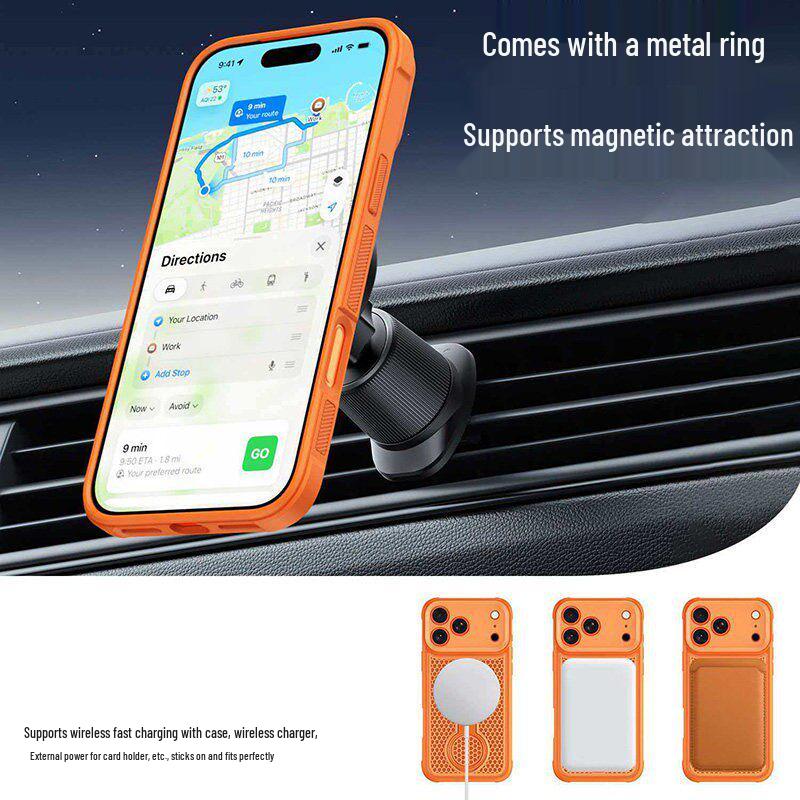 iPhone 17 Pro Max Honeycomb Heat Dissipation 360 Magnetic Bracket Case with Precision Hole Cover