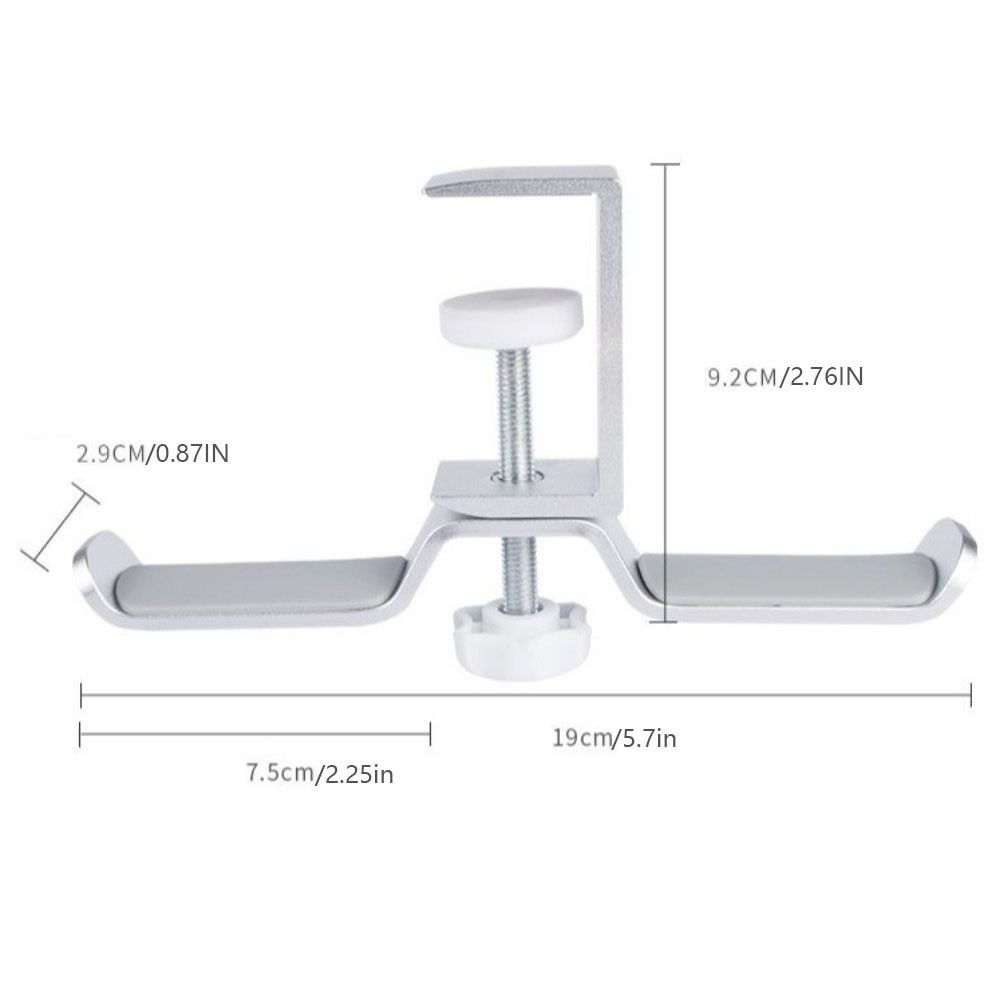 Aluminum Zinc Zinc Alloy Earphone Bracket Hanger Double Hook Headset Rack Holder  For Under Desk