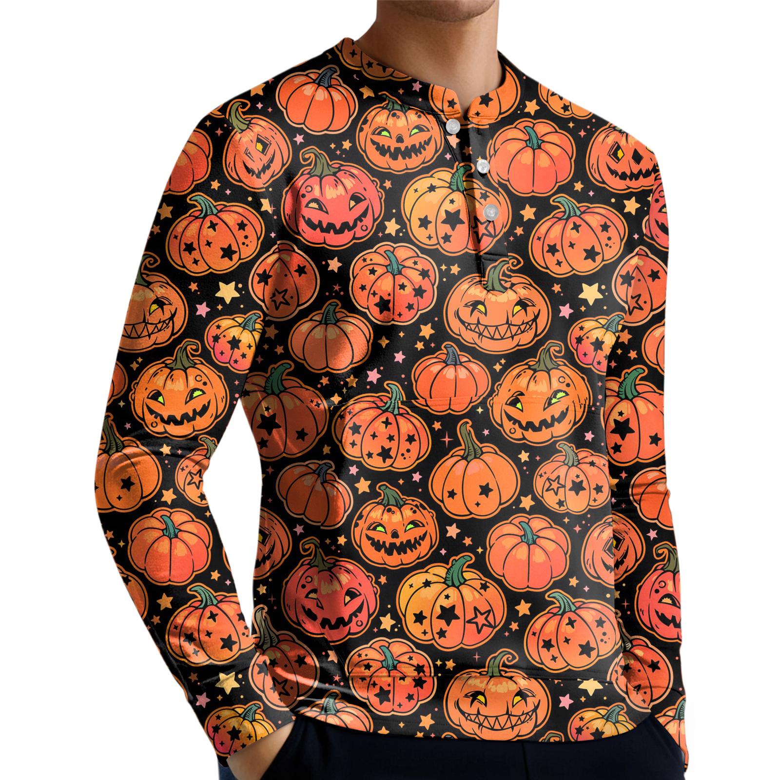 

Мужской повседневный свитшот на пуговицах, модная футболка с длинным рукавом с принтом, пуловер XXXL шафрановый