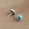 Designer Neue Original Retro Chinesische Intarsien Türkis Quadrat Ohrstecker für Frauen Exquisite Kleine Einfache Damen Schmuck