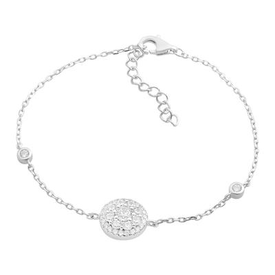 Silver Bracelet with Cubic Zirconia, Product Weight 2.77 G (2192602)