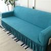 1/2/3/4 Seater Elastic Sofa Cover With Skirt Solid Color Thick Jacquard Sofa Protective Cover For Living Room