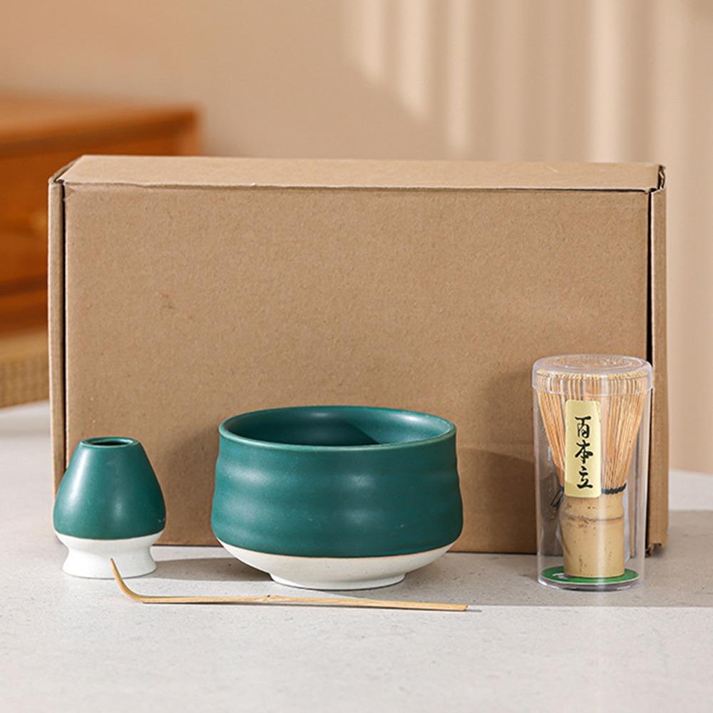 4PCS Bamboo Ceramic Matcha Whisk Set Reusable Match Bowl New Japanese Matcha Tea Set  Stirring