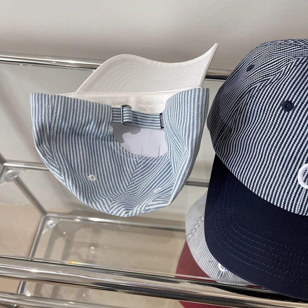 Embroidered Letter Baseball Hat Stripe Sun Hat Embroidery Baseball Cap  Spring Summer