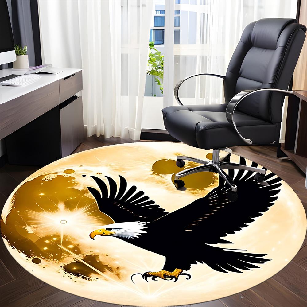 1pc Eagle Moon Chair Carpet for Office, Soft, Non Slip Polyester Mat, Office, Entryway, Living Room, Bedroom