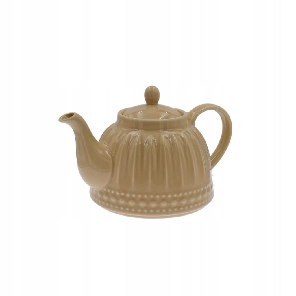 Ceramic Kettle Jug 1L For Hot Coffee And Tea, Mosaique Beige Line