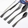 24pcs Black 304 Stainless Dinnerware Set Sharp Steak Knife Fork Coffee Spoon Cutlery Set Stainless Steel Flatware Silverware Kitchen Tableware