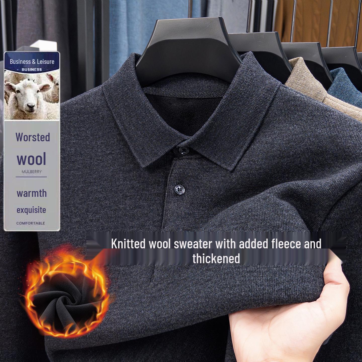 Men s High-Quality Thick Wool Lapel Sweater – Warm Business Casual Knitwear 4XL