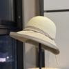 High quality large brim straw visor children summer sun protection bucket hat small face travel versatile straw hat tide