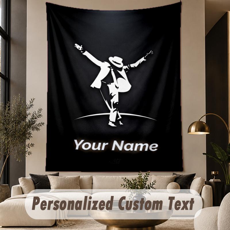 Custom Text Tapestry Michael Jackson Print Wall Tapestry Indoor Living Room Wall Decor