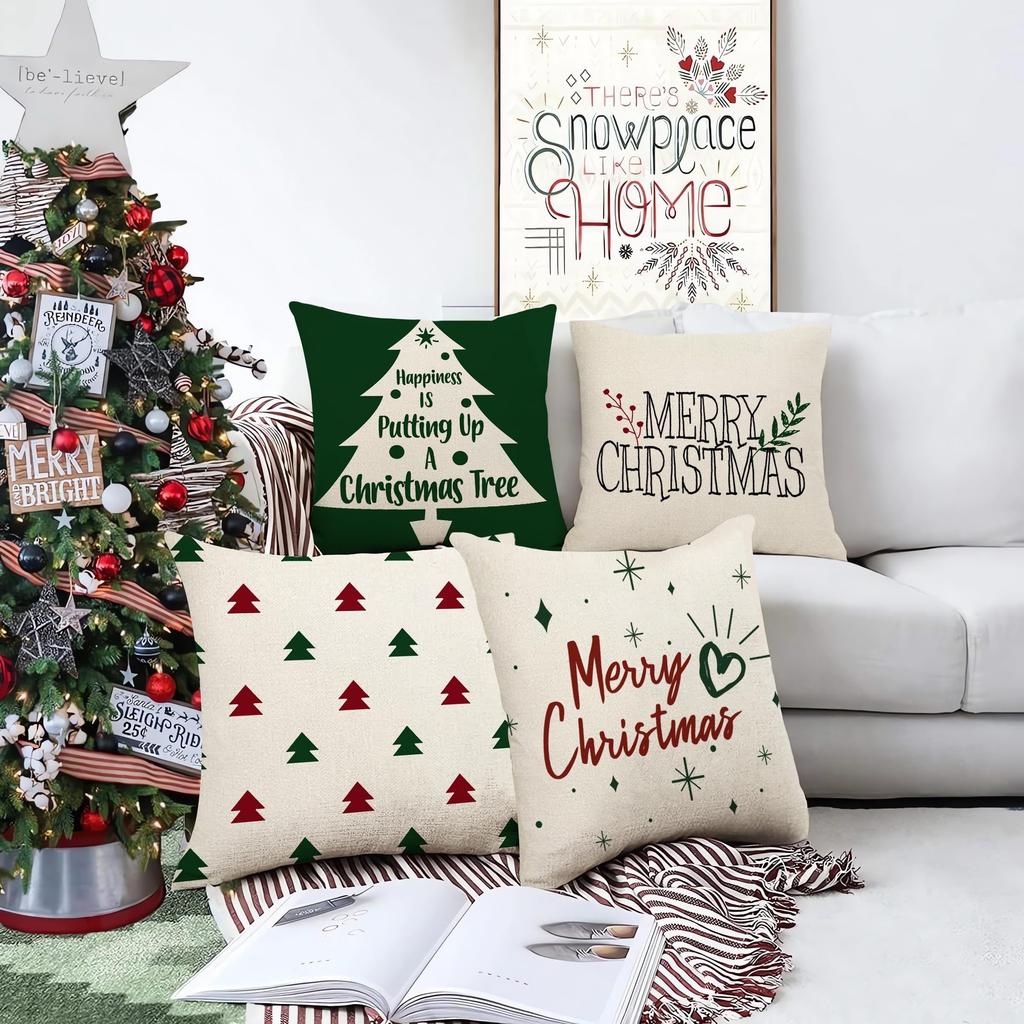 Christmas Pillow Covers: Merry Christmas & Tree Patterns for Festive Decor Sofa room cushion cover home decoration new year gift