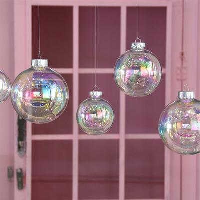 30 Pcs Iridescent Ball Ornaments Clear Christmas Balls Plastic Hanging Bubble Balls