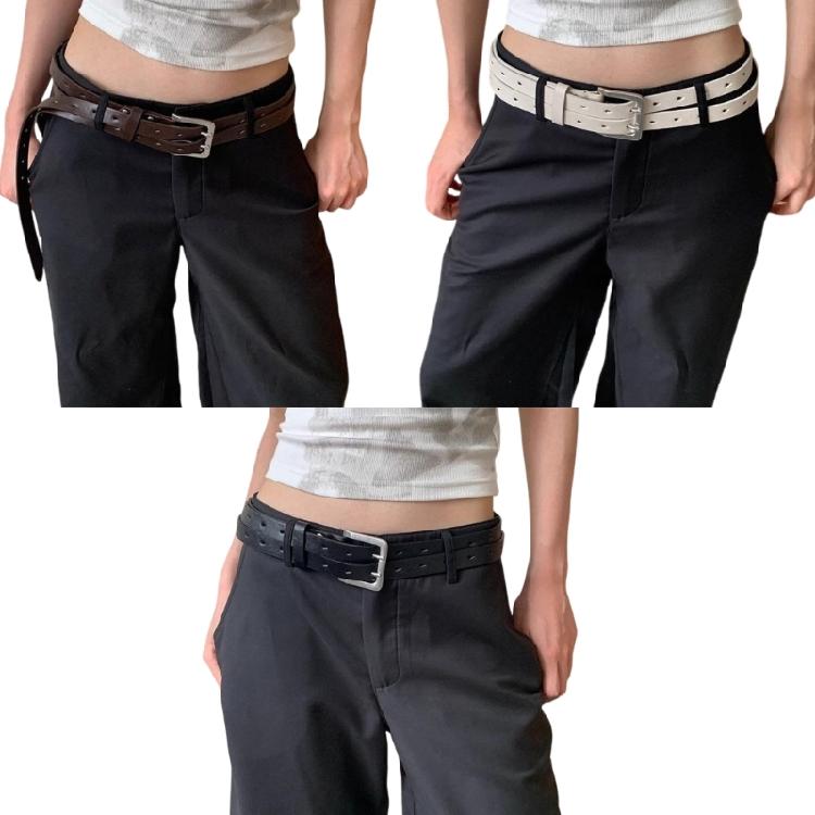 Men Women Unisex Double Row Waist Belt for Pants Jeans Leisure Street Wear Adjustable Waist Strap for Hiphop Dance Wear