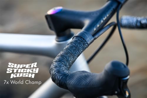 Supacaz Cycling Handlebar Tape - Super Sticky Kush - Black + Black Star Plugz