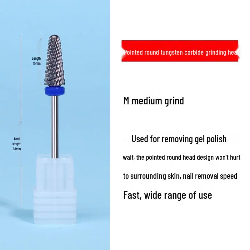Tungsten Carbide Drill Bit with Ceramic Grinding Head for Cuticle Removal and Russian Manicure Prep