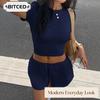 Women's Fashion Casual Short Sleeve O-Neck Pants Suits
