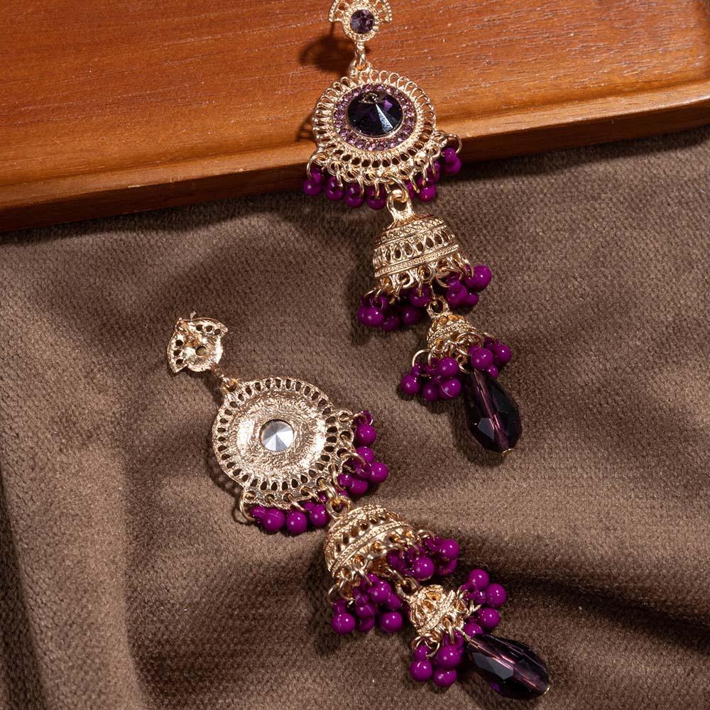 Luxury Bell Tassel Earrings Zinc Zinc Alloy Ethnic Style Ear Studs Rhinestone Pearls Ear Drop Birthday