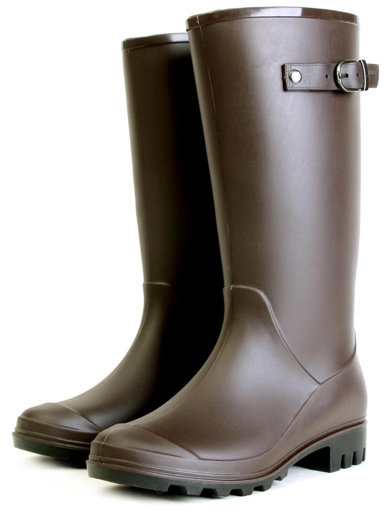 Montfreur LB8121 Women's Brown Rain Boots, Sizes 24.5cm-25.0cm