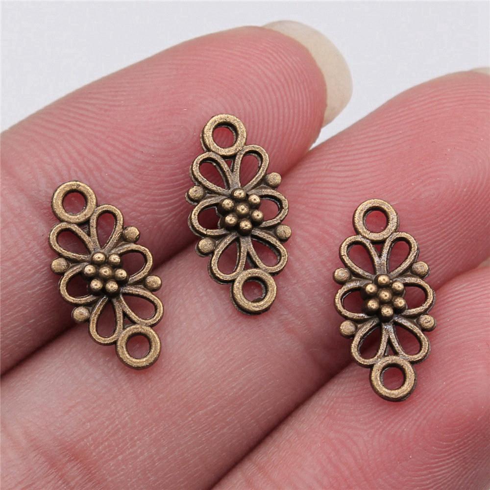 Connettori Fiore a Lavoro Aperto Gancio per Ciondolo Colore Bronzo Antico Creazione Gioielli Accessori Fatti a Mano Connettori per Ciondoli