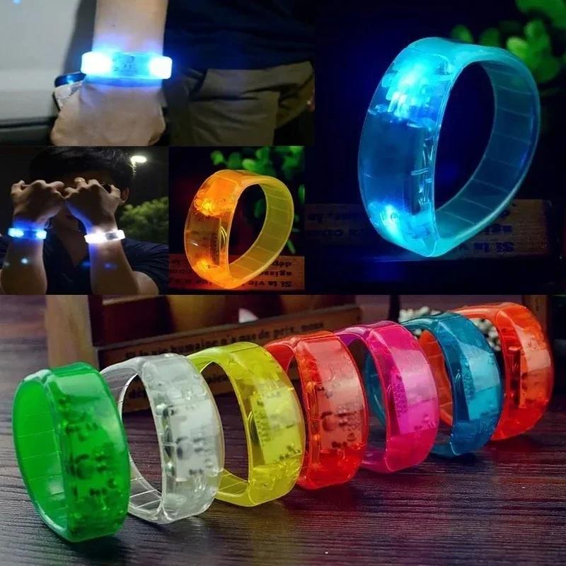 

Party Rave Concert Voice Control LED Light Bracelet Bangle Sound Activated Glows Party Lights Glow in The Dark Festival синий