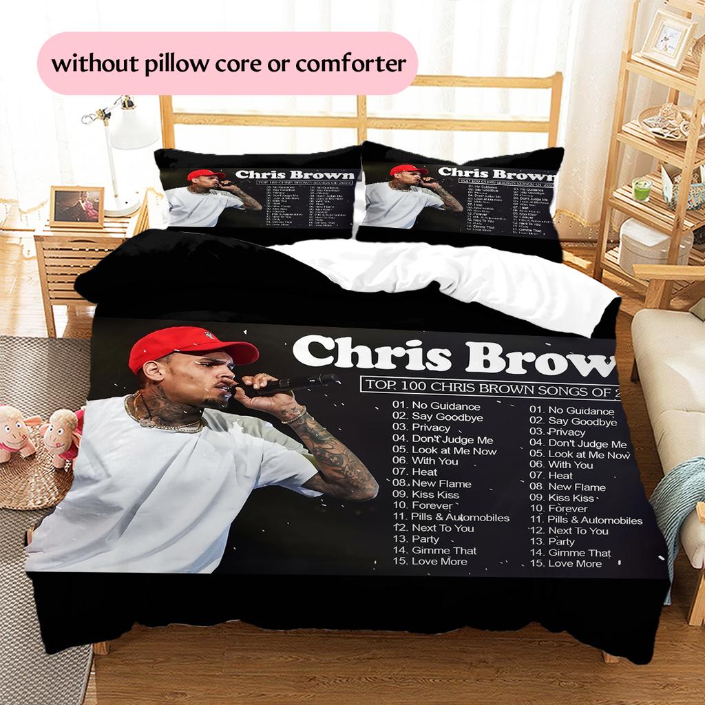 Chris Brown Pattern Bedding Home Decoration Birthday Gift (1 * duvet cover + 2 * pillowcase, without core)