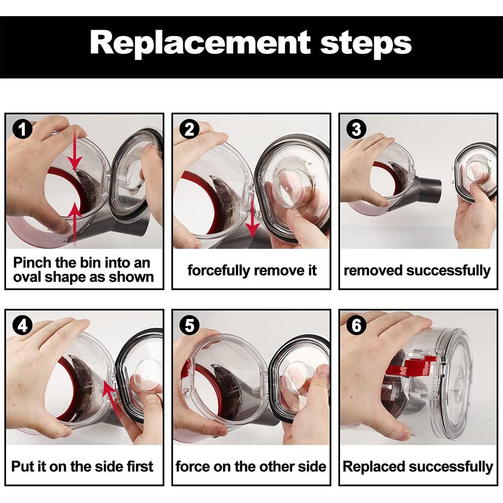 Inel de etanșare superior fix pentru recipientul de praf și capac de bază pentru aspiratorul Dyson V6 V7 V8 V10 V11 V15, piesă de schimb de înlocuire pentru cupa de praf