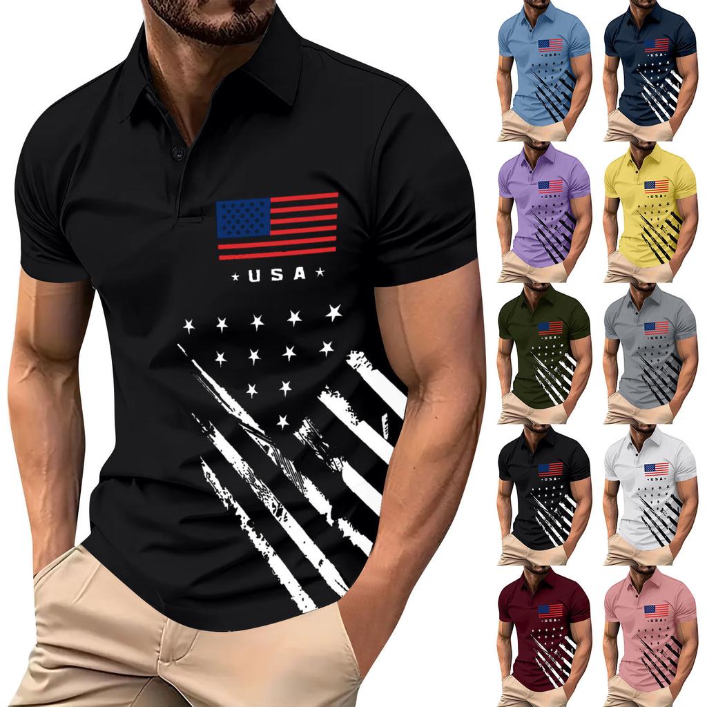 Men's  Golf Shirt Casual Sports V Neck Ribbed  Collar Short Sleeve Fashion Casual Solid Color Plain Spring & Summer Regular Fit