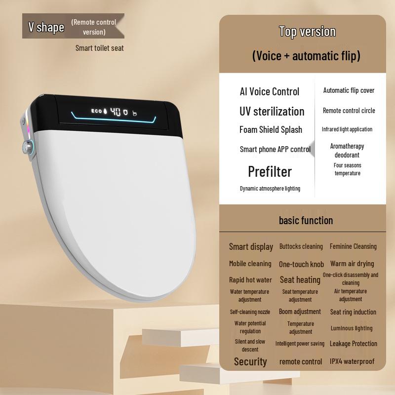 Smart Water-Heated Toilet Seat with Auto Flip Lid for Hotel & Home