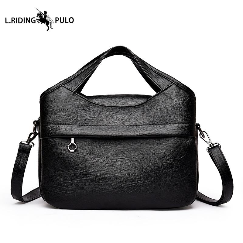 Retro-style Large Capacity Shoulder Bag, Simple and Versatile Solid Color Crossbody Bag, High-end Soft Leather Casual Commuter Bag
