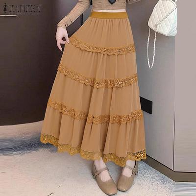 Womens Casual Lace Splice Elegant Long Skirts