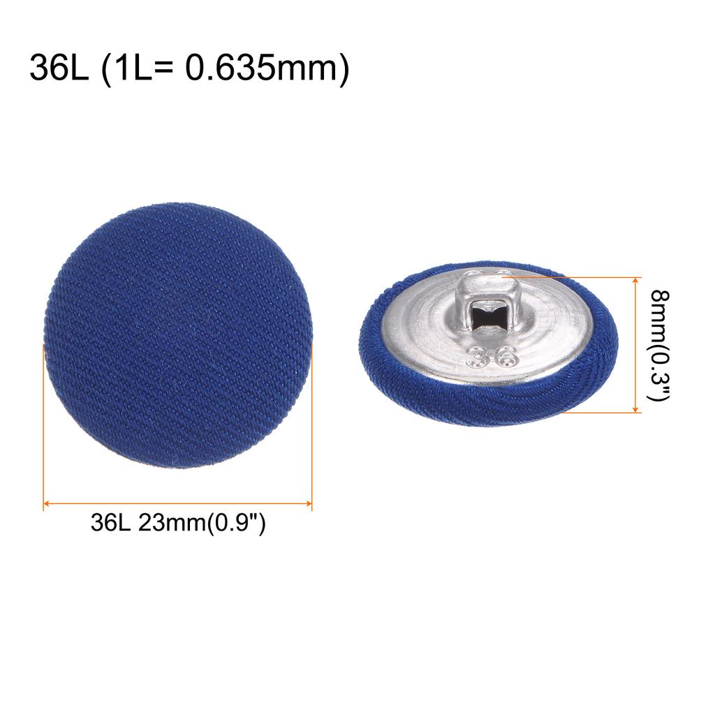 10pcs Fabric Cloth Covered Button 23mm Metal Round Sewing Buttons, Deep Blue/Yellow/Purple