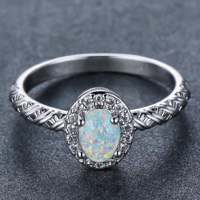 Cushion Cut Square Rainbow White Fire Opal Rings For Women Gold Horse Eye Zircon Charm Leaf Wedding Bands Party Jewelry CZ