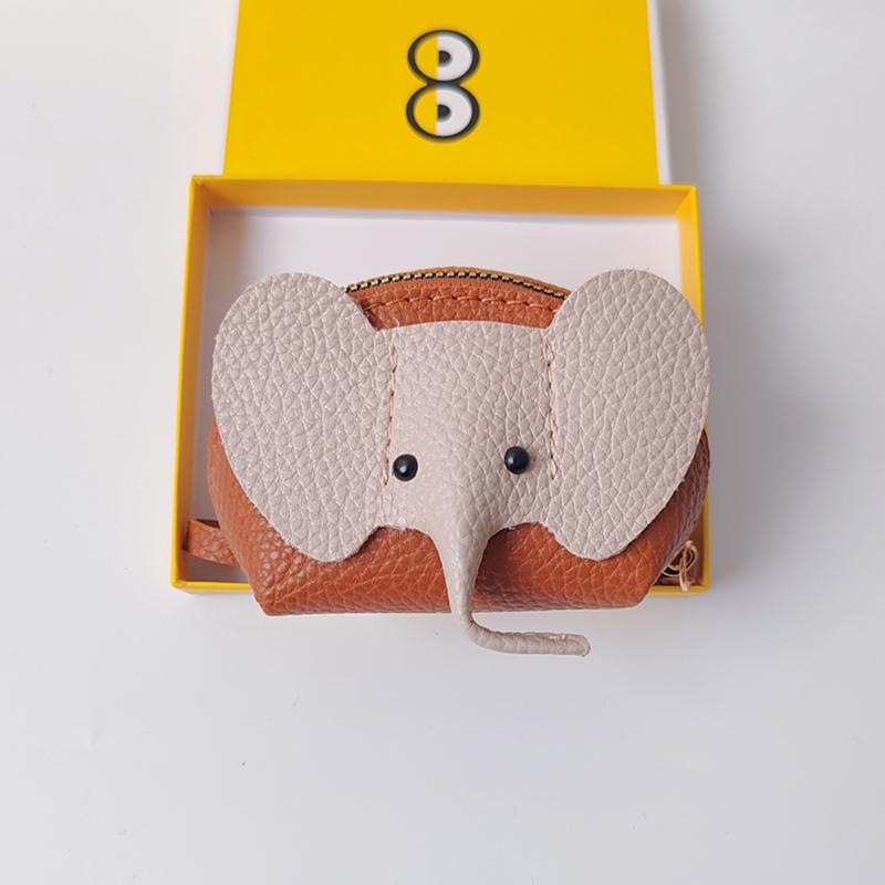 Heißes PU-Leder Baby Elefant Münzbörse Damen Tasche Anhänger Kreativer Kartenhalter Aufbewahrung Lippenstift Umschlag Reißverschluss Geldbörse