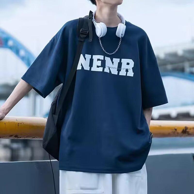 Heavy Short-Sleeved T-Shirt Men'S Summer Trendy Brand Trend Loose Men'S Clothes American Large-Size Student T-Shirt