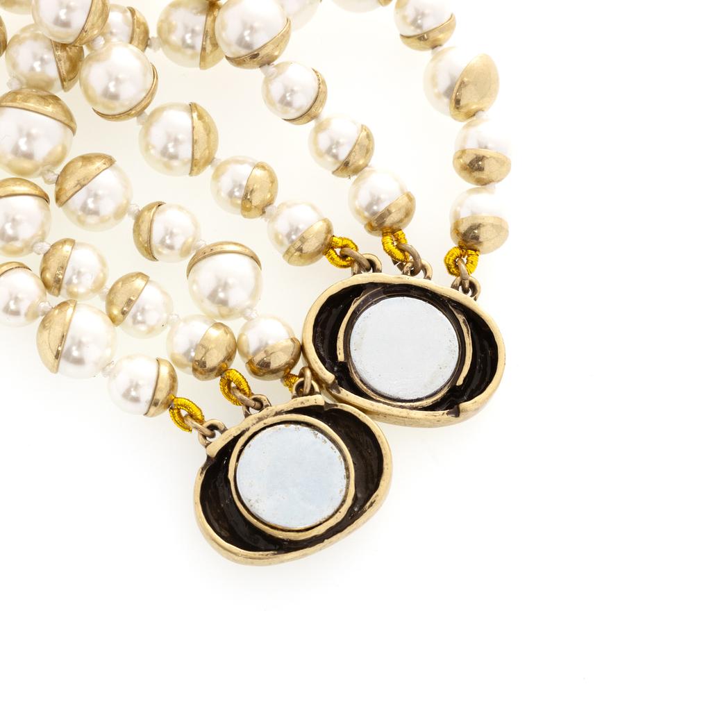 French Vintage Three-Layer Pearl Necklace Female Medra Beaded Stacked Collarbone Chain Dopamine Premium Sense Bracelet Tide