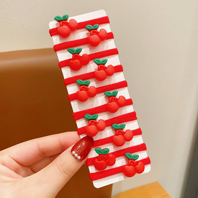 

Cute Red New Year Children s Hair Ties - Non-Damaging Festive Elastic Bands for Girls
