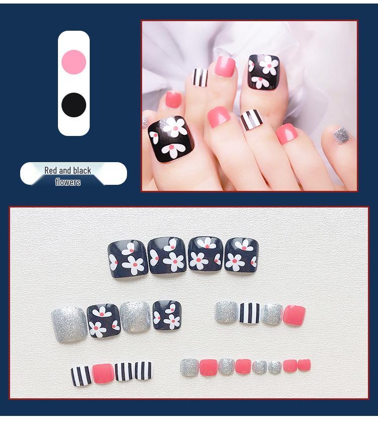 

24-Piece Fashion Toenail Patch Set - Boxed False Nails for Finished Manicure