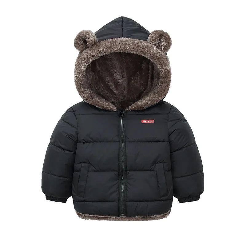 Boys Girls Thick Jackets Winter Kids Padded Fleece Warm Coats Children Hooded Cotton Outerwear Kids Clothes Cashmere Snowsuit