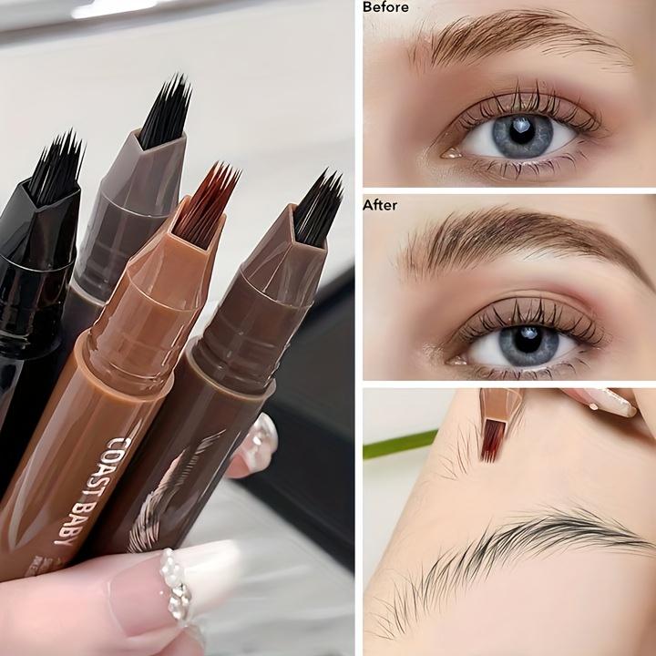 Dual-Tip Eyebrow Pencil with Multi-Bristle Brush Tips  Waterproof & Smudge-Proof Formula,  Instant Volume Defined Brows & Hairline Filling