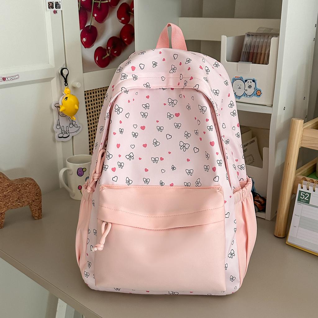 Schoolbag Korean Sweet Bow Backpack Female Student Schoolbag Junior High School High School Student Large Capacity Cute College Style Backpack