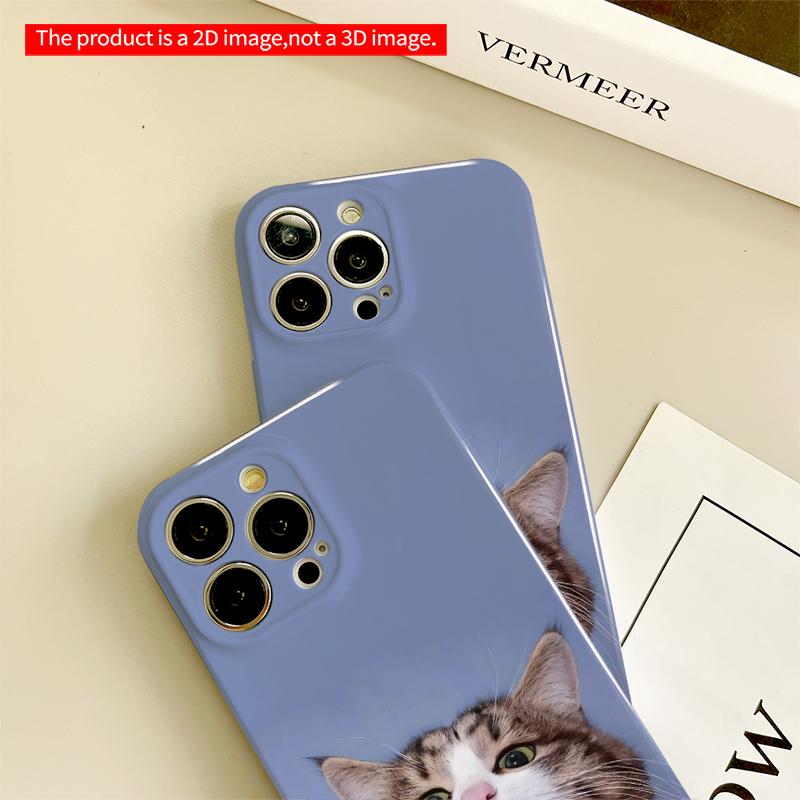 2DFlat Tongue-Out Tabby Cat Phone Case All Inclusive Film Hard iPhone Case, Compatible with iPhone 18 Pro Max 17 16 15 14 13 12 11