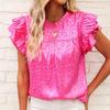 Summer New Fashion Leopard Printed Casual Shirts Women Summer Tops Flying Sleeve Slim Fit Casual Blouse for Women Elegant Solid Pullover Shirt 26626