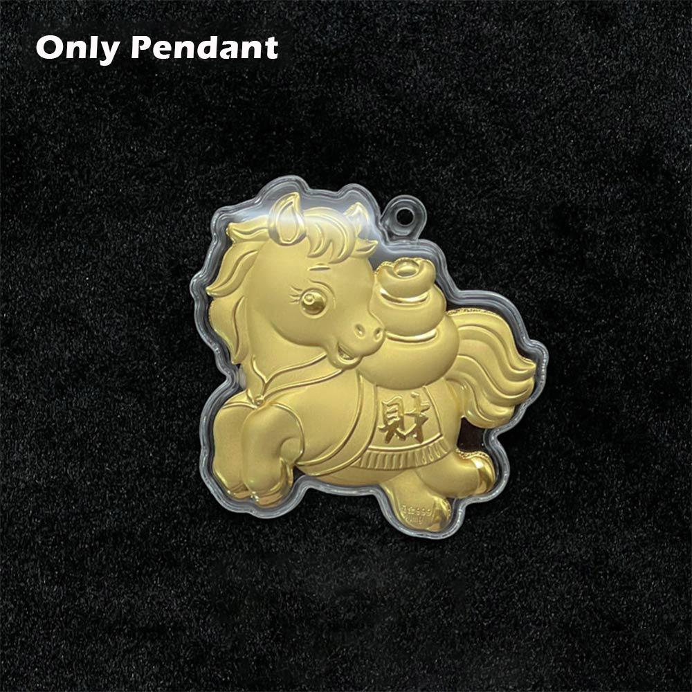 Imitation Gold Foil Zodiac Horse Pendant Lucky Horse Phone Chain Bag Pendant  Personal Accessory