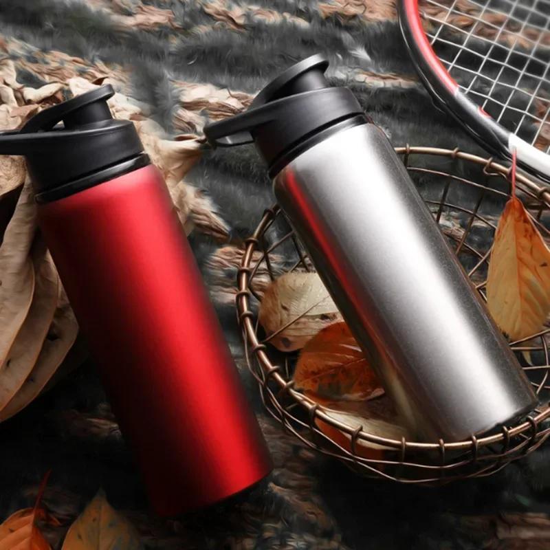 600ml Portable Stainless Steel Bicycle Water Bottle Straight Drinking Outdoors Sports Travel Kettle Metal Water Bottle