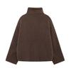 Giacca Cardigan da Donna Versatile Larga con Collo Rialzato in Velluto Teddy e Zip Doppia, Stile Europeo e Americano