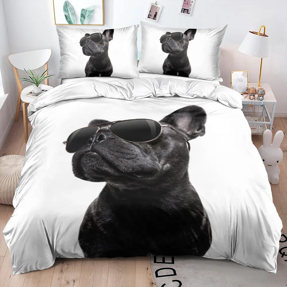 Cute Pet Animal Duvet Cover Set, Realistic Dog Cat Giraffe Bedding, Soft Quilt Cover Pillowcases for Boys Girls Adults Kids