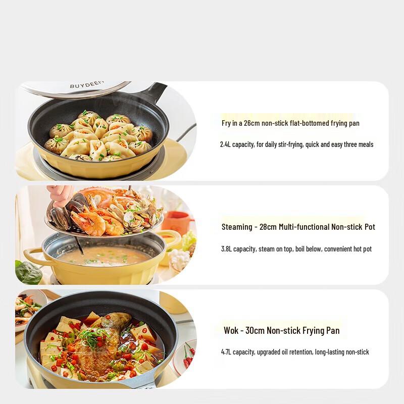Buydeem 3-Piece Non-stick Cookware Set