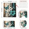 1/4Pcs Bathroom Shower Curtain Set Teal Butterfly  Print Bathroom Curtain With 12 Hooks Non Slip Rugs Toilet Cover Mat Bathroom Partition