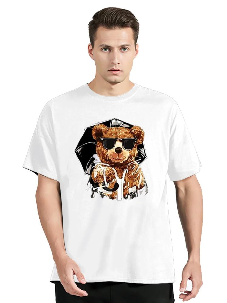 Funny Bears Print T-shirt Clothes Trendy Cozy Sweatshirt Casual Tshirt Cotton Clothing Oversized Tees Tops Unisex